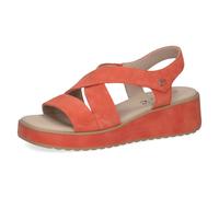 CAPRICE Sandali con Zeppa da Donna in Pelle Zeppa, Arancione (Orange Suede), 42 EU