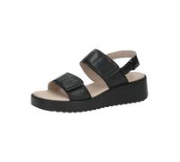 CAPRICE Sandali con zeppa da donna in pelle Zeppa, Nero (Black Nappa), 39 EU