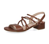 CAPRICE Sandali da donna con tacco in pelle con chiusura a strappo, Marrone (Cognac Nappa), 37,5 EU
