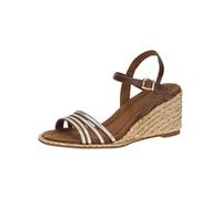 CAPRICE Sandali da Donna con Zeppa con Cinturino Regolabile Estivi, Marrone (Cognac/Gold), 40 EU