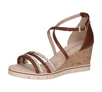 CAPRICE Sandali da Donna con Zeppa con Cinturino Regolabile Estivi, Marrone (Cognac/Gold), 41 EU