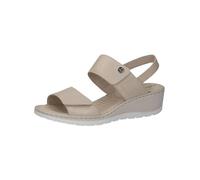 CAPRICE Sandali da donna in pelle con tacco a zeppa, Beige (Pearl Nappa), 37 EU