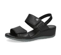 CAPRICE Sandali da donna in pelle con tacco a zeppa, Nero (Black Nappa), 38 EU