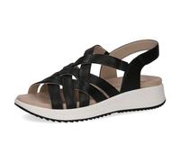 CAPRICE Sandali da donna piatti in pelle comodi, Nappa nera, 38 EU