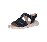 CAPRICE Sandali da donna piatti in pelle con chiusura in velcro, Ocean Suede, 37 EU