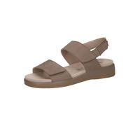 CAPRICE Sandali da donna piatti in pelle con chiusura in velcro, Tortora Nubuc., 39 EU