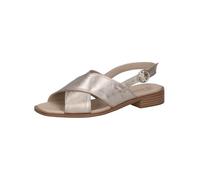 CAPRICE Sandali da donna piatti in pelle Eleganti, Beige (Taupe Metallic), 37 EU