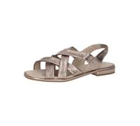 CAPRICE Sandali da donna piatti in pelle estivi, Beige (Taupe Metallic), 37 EU