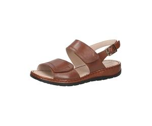 CAPRICE Sandali da donna piatti in pelle estivi, Marrone (Cognac Nappa), 42 EU