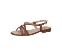CAPRICE Sandali da donna piatti in pelle leggeri, Marrone (Cognac Nappa), 39 EU