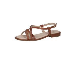 CAPRICE Sandali da donna piatti in pelle leggeri, Marrone (Cognac Nappa), 41 EU