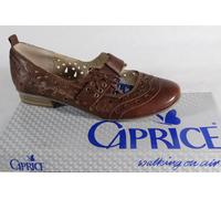Caprice Slipper Ballerina Décolleté Basse Braun Vera Pelle Anti Shock Nuovo