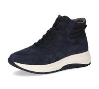 CAPRICE Sneaker alti da donna in pelle con plateau, Blu (Ocean Comb), 36 EU