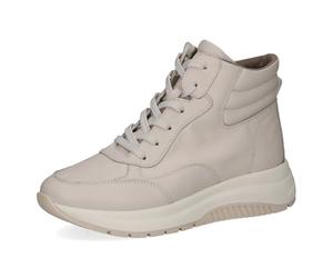 CAPRICE Sneaker alti da donna in pelle con plateau, Crema (Offwhite Nappa), 42 EU