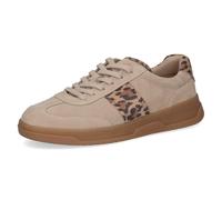 CAPRICE Sneaker da Donna Basse in Pelle Punta Tonda, Beige (Sand Comb), 38 EU