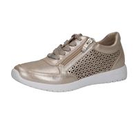 CAPRICE Sneaker da Donna Bassi in Pelle con Cerniera, Beige (Taupe Metallic), 38 EU
