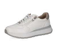 CAPRICE Sneaker da Donna Bassi in Pelle con Cerniera, Bianco (White Comb), 40 EU