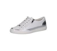CAPRICE Sneaker da Donna Bassi in Pelle con Cerniera, Bianco (White/Silver), 41 EU
