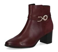 CAPRICE Stivaletti da donna in pelle con tacco a blocco, Rosso (Bordeaux Comb), 38 EU