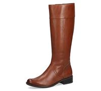 CAPRICE Stivali da donna alti con tacco in pelle eleganti, Marrone (Cognac Nappa), 37 EU