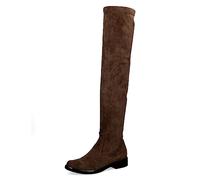 CAPRICE Stivali overknee da donna tacco basso vegani, Marrone (Dk Brn Stretch), 36 EU