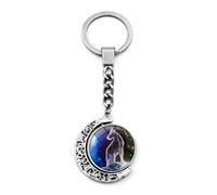 Capricorno 12 Segno Zodiacale Portachiavi Luminoso Portachiavi - Doppia Rotazione Luna Ciondolo Blu Cielo Stellato Toro Gemelli Cancro Segno di Nascita Portachiavi,Moda Mezzaluna Ciondolo Auto Bo