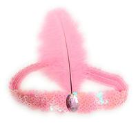 Caprilite Fascia per capelli anni '20 con piume e paillettes, per travestimento Charleston, colore rosa
