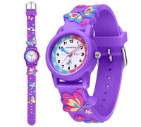 caprock Orologio da polso analogico per bambini e bambine, con movimento al quarzo, cinturino in silicone morbido e design con elementi per bambini, facile da leggere e trasportare, orologio educativo