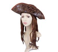 Caps per costume da capitano in finta pelle con parrucca Dress up Cappello