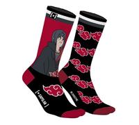 Capslab Calzini Naruto Itachi - Rosso Nero - Calzini anime con licenza ufficiale per uomo e donna - Comodi calzini in cotone con Itachi Uchiha & simbolo delle nuvole Akatsuki - - 43-46