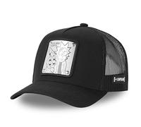 Capslab Cappello Trucker di Rick e Morty | Patch Frontale, Taglia Unica per Adulti, Chiusura a Pressione, Visiera Curva, Traspirante, Maglia e Frontale Nere | Cappello Uomo e Donna Stile Camionista