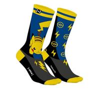 Capslab Pokémon Pikachu - Blu Nero - Calzini anime con licenza ufficiale per uomo e donna - cotone - con design Pikachu e Pokéball - 39-42