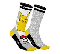 Capslab Pokémon Pikachu - Grigio - Calzini anime con licenza ufficiale per uomo e donna - cotone - con design Pikachu e Pokéball - 43-46