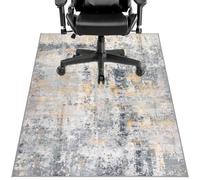 Capslpad Tappetini antiscivolo per pavimenti in legno duro, 90 x 120 cm, colore grigio oro astratto, tappetino di protezione per pavimenti duri e ufficio