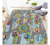 Capslpad Tappetino da gioco per auto, 150 x 200 cm, antiscivolo, con mappa della città, tappeto interattivo, lavabile in lavatrice, creativo, educativo, per ragazzi, ragazze, stanza dei bambini