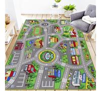 Capslpad Tappetino da gioco per auto, 150 x 200 cm, antiscivolo, con mappa della città, tappeto interattivo, lavabile in lavatrice, creativo, educativo, per bambini, adolescenti, stanza dei giochi