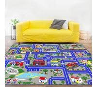Capslpad Tappeto da gioco per bambini, 150 x 200 cm, antiscivolo, per la città, per la cameretta dei bambini, per la camera da letto, la sala giochi, blu