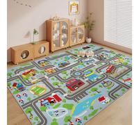 Capslpad Tappeto da gioco per bambini, 200 x 300 cm, antiscivolo, lavabile in lavatrice, strada cittadina, interattiva, tappeto educativo per asilo nido per la camera dei bambini, decorazione per