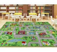 Capslpad Tappeto da gioco per bambini, 200 x 300 cm, per la scuola elementare, per bambini, giocattoli, auto, tappeto stradale, per sala giochi, camera da letto, arredamento prescolare