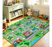 Capslpad Tappeto da gioco per bambini Town City Road Tappeto per auto, 160x100 cm, tappeto per bambini, tappetino da gioco, tappetino per bambini, per bambini e ragazze, camera dei bambini