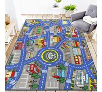 Capslpad Tappeto per auto per bambini, 150 x 200 cm, antiscivolo, con mappa della città, tappeto da gioco interattivo, lavabile, creativo, educativo, per bambini e adolescenti, decorazione per la