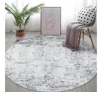 Capslpad Tappeto rotondo morbido a pelo corto, grigio astratto, antiscivolo, moderno, lavabile, beige, diametro 135 cm, per soggiorno, camera da letto, studio, ufficio, decorazione per la casa