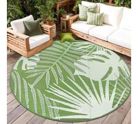 Capslpad Tappeto rotondo per esterni, resistente alle intemperie, 180 cm, in plastica reversibile, pieghevole, in paglia reversibile, portatile, da campeggio, da giardino, da giardino, da spiaggia