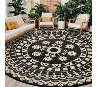 Capslpad Tappeto rotondo per terrazza esterna, diametro 300 cm, reversibile, in plastica, impermeabile, per interni ed esterni, per camper, cortile, balcone, picnic, spiaggia, beige