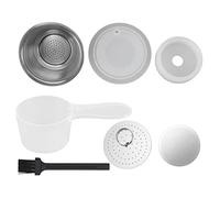 Capsula da caffè ricaricabile, cialda riutilizzabile in acciaio inox con tappo in silicone di grado alimentare, filtro resistente alle alte temperature per macchine da espresso (Bianca)