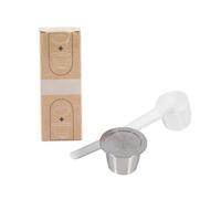 Capsula da caffè riutilizzabile in acciaio inox, cialda riutilizzabile per la preparazione casalinga, capsula per caffè macinato fai-da-te con cucchiaio di plastica, compatibile