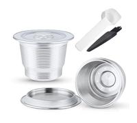 Capsula ricaricabile riutilizzabili Filtro da Nespresso caffè in Capsula da Caffè in Acciaio Inox Coffee Capsule per Nespresso (2 Baccelli e Cucchiaio e Pennello)