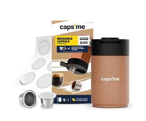 Capsula riutilizzabile NO NAME Caps Me Slide Pack per Nespresso, acciaio inox, shaker e 48 coperchi compostabili