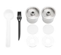 Capsule Caffè Riutilizzabili in Acciaio Inox 304, Filtro per Macchine da Caffè, Set 2 Tazze con Spazzola e Cucchiaino - Ecocompatibili, Facili da Pulire, Perfette per Uso (2 tazze + cucchiaio per
