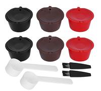 Capsule Caffè Riutilizzabili Kit 2pz Compatibili con Accessori per Cappuccino Macchiato Cioccolata Calda Colori Rosso Marrone Nero